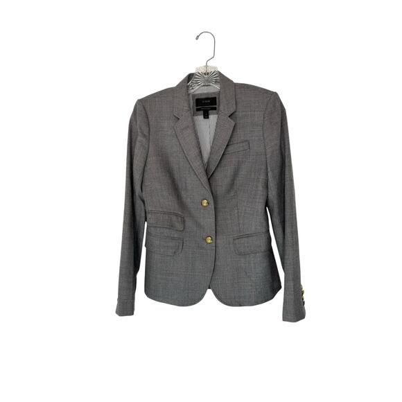 J.Crew Gray Preppy Work Office Business‎ Academia Wool Schoolboy Blazer Size 2 - Picture 1 of 12